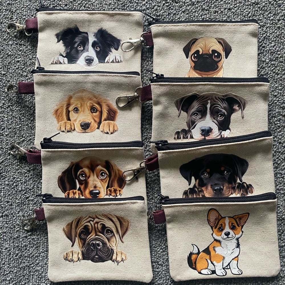 zippered  Coin accessory Pouch with Dog pick one - Picture 2 of 13